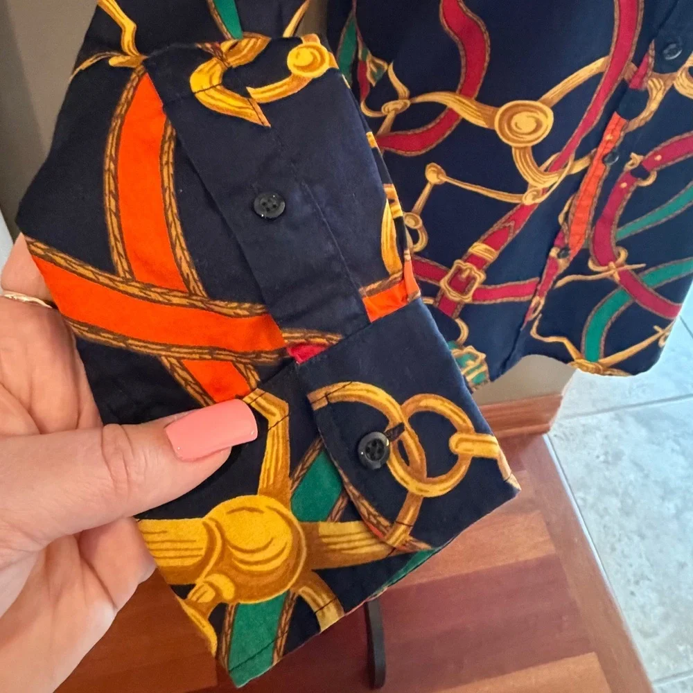 Lauren Ralph Lauren Western Equestrian Cowgirl Rodeo Chain Colorful, Size Small - Picture 5 of 10